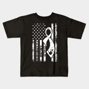 Child Abuse Awareness USA Flag Kids T-Shirt